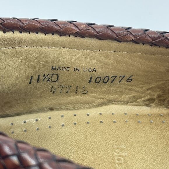 Allen Edmonds Size 11.5 D Maxfield Brown Leather Tasseled Loafers Braided Trim